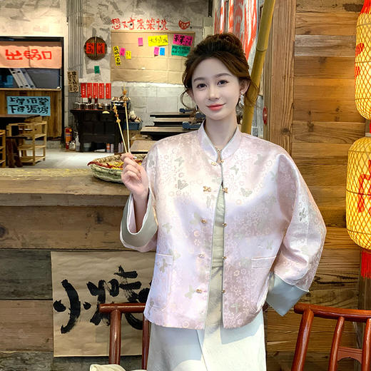 金蘑菇菇 蝴蝶翩返 春山早望/蝴蝶提花高级感清冷系新中式外套 商品图4