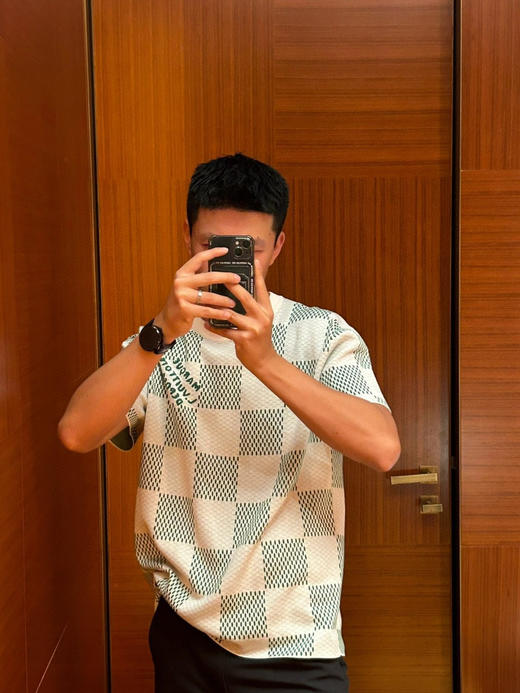 LOUIS VUITTON 绿棋盘格提花短袖t恤 商品图2