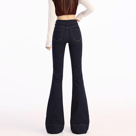 罗蒙春夏女式牛仔裤高腰修身显瘦喇叭裤女士时尚潮流百搭长裤 商品图4