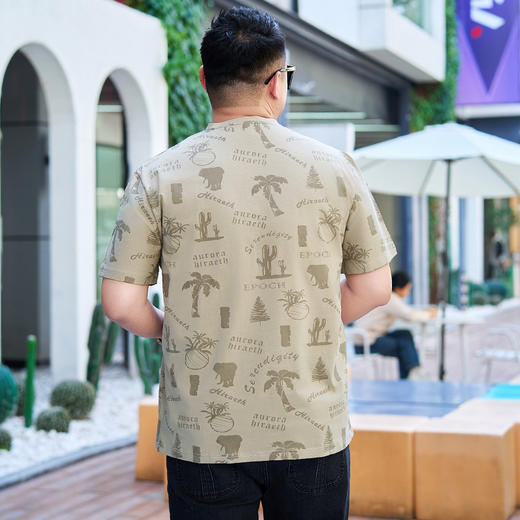 【纯棉】【DYG】大依优型大码男装V领T恤潮流印花男加肥加大码宽松短袖T恤男士肥佬衣服衫 商品图2