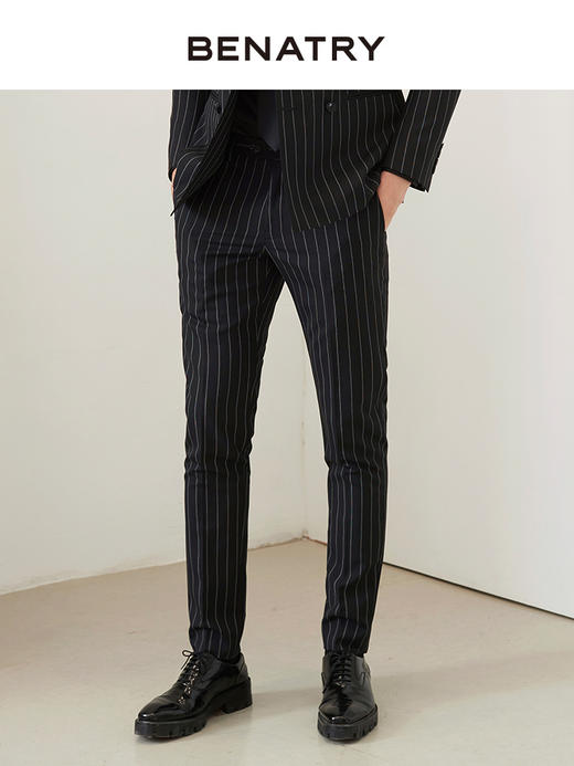 贝纳川竖条纹通勤男士西裤100026034402 商品图1