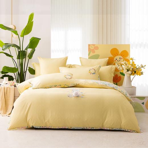 多喜爱 全精梳棉斜纹三/四件套 米拉花园/阳光小兔兔【浪漫花边】【礼盒包装】 精梳全棉 斜纹织造 双面设计 商品图6