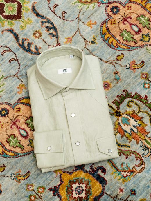 100Hands Western Shirt 薄荷绿亚麻衬衫 商品图1