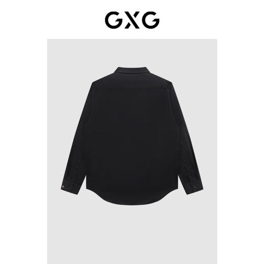 GXG男装 黑色缎面简约百搭长袖衬衫   春季热卖 商品图1