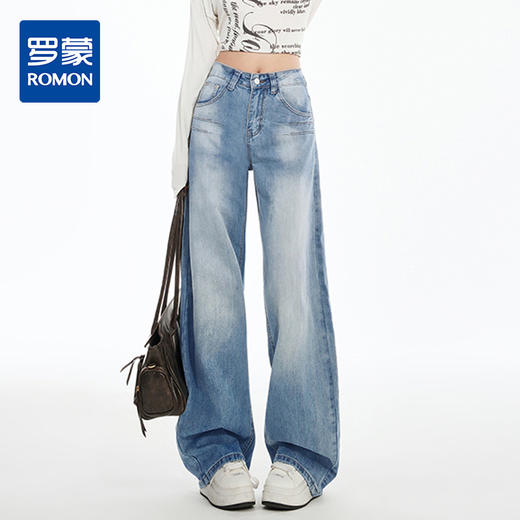 罗蒙春夏女式牛仔裤宽松版显瘦百搭时尚休闲牛仔裤棉质女长裤 商品图0