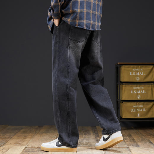 【DYG】大依优型大码百搭阔腿直筒牛仔裤男怀旧水洗复古牛仔裤男加肥加大码长裤子 商品图2