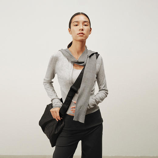 NUTH 披肩毛衣假两件上衣灰色针织衫女 商品图2