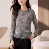 SMZ34269时尚印花网纱长袖T恤女士春季新款高级感百搭显瘦打底衫洋气上衣 商品缩略图3