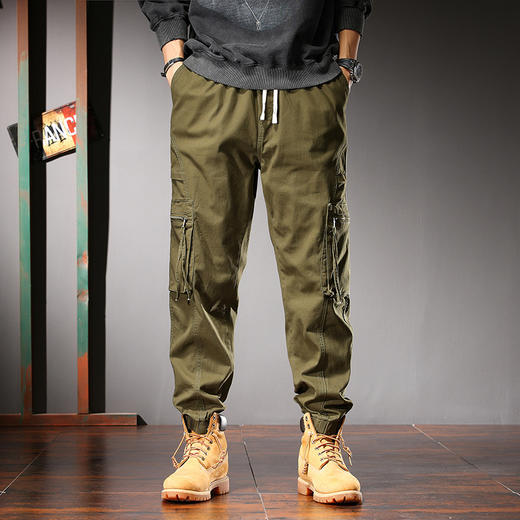 【DYG】大依优型大码潮牌抽绳松紧多袋工装裤男美式四季迷彩休闲裤男束脚运动休闲裤子 商品图2