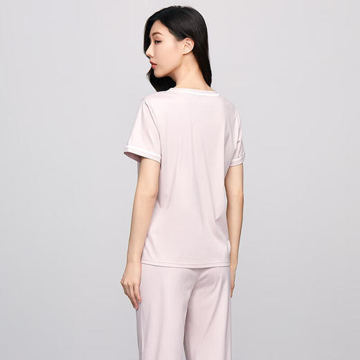 【3F】安莉芳专柜新品丝光棉小v圆领短袖睡衣睡裤女士家居服套装EL00719 商品图1