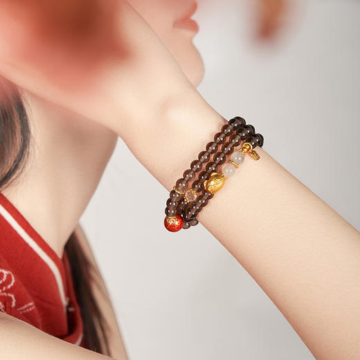 大英博物馆 巴斯特系列 茶晶 漆器 三层手链 商品图1