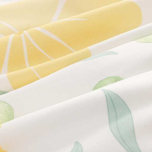 多喜爱 新疆棉斜纹四件套 茉莉青提  精美印花 纯洁白 明媚黄 斜纹织造 宽边枕套设计 商品图5