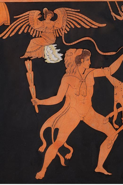 独角鹿西洋古董 19世纪法国艺术史学家皮埃尔·弗朗索瓦·休格斯创作古典神话主题水彩蚀刻版画《赫丘利大战半人马喀戎》 商品图6