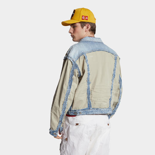 DSQUARED2 男士红色徽标标签牛仔外套 浅蓝色 S74AM1547 S30309 470 商品图2