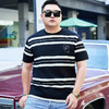 【纯棉】【DYG】大依优型大码男装短袖条纹t恤衫薄款宽松条纹男弹力短袖T恤胖子上衣 商品缩略图0