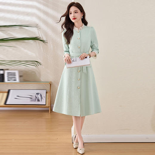 HR-LSNY2552女式春季新款连衣裙2025长袖法式优雅气质显瘦中长款修身显瘦裙子 商品图3