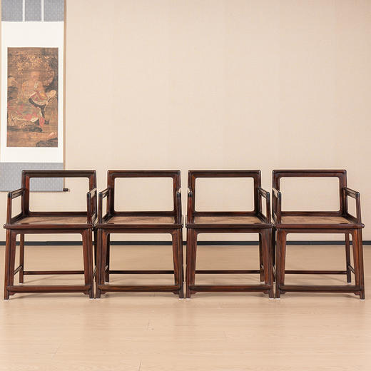 清 红木圈口靠背玫瑰椅成堂（一堂四只） 商品图4