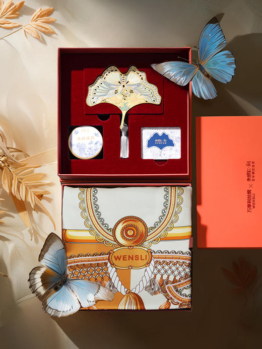 朱炳仁铜x万事利【锦绣和鸣·万事铜心】礼盒 香薰丝绸丝巾套装 礼物 商品图2
