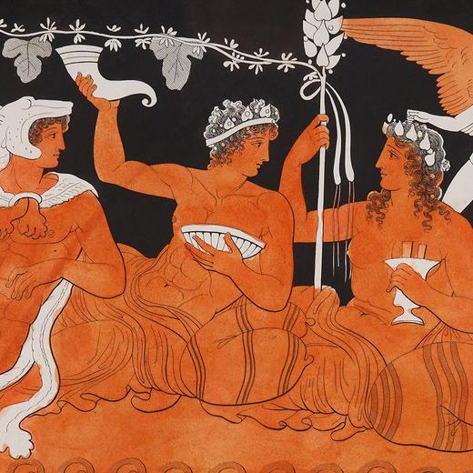 独角鹿西洋古董 19世纪法国艺术史学家皮埃尔·弗朗索瓦·休格斯创作古典神话主题水彩蚀刻版画《盛宴之景》 商品图3