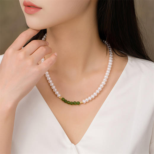 碧玉珍珠项链 18k金简约百搭银S925珍珠项链女士礼物MEMORA诗普琳ZNE03401（线上专供） 商品图2