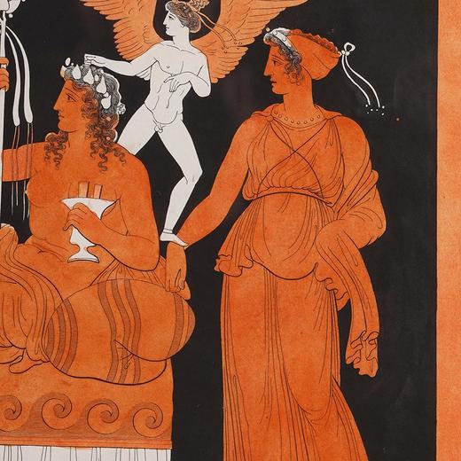 独角鹿西洋古董 19世纪法国艺术史学家皮埃尔·弗朗索瓦·休格斯创作古典神话主题水彩蚀刻版画《盛宴之景》 商品图2