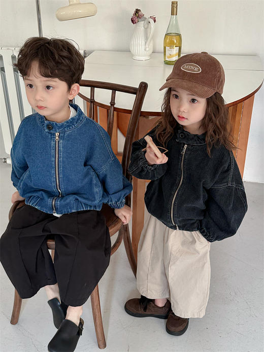 【简洁利落版型，率性潇洒~】2025儿童春季机车风 牛仔外套 男女宝宝百搭上衣 时髦夹克外套 男女同款-QQ 商品图4