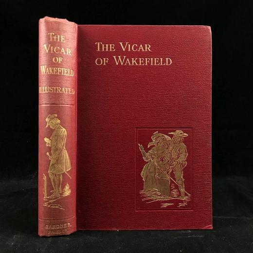 1909年 戈德史密斯《威克菲尔德牧师》 32幅插图 漆布精装32开 商品图0
