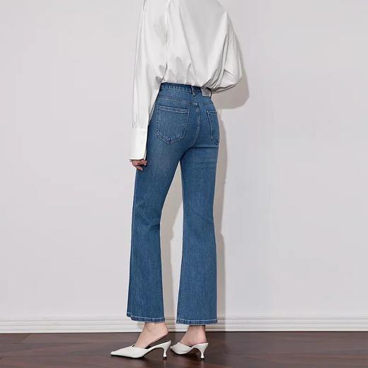 【高货wl】全新升级【铂金会员257/天猫339/差价82】(71858) 洛诗琳复古时尚显瘦四面弹牛仔裤通勤两侧鱼骨线微喇裤 商品图1