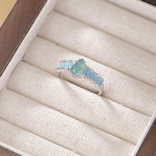 【福禄琳琅】S925银蓝水翡翠珐琅福禄葫芦戒指【CW-JZ06927】 商品图1