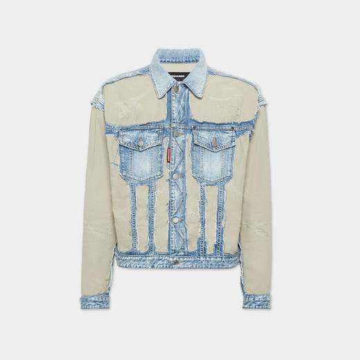 DSQUARED2 男士红色徽标标签牛仔外套 浅蓝色 S74AM1547 S30309 470 商品图0