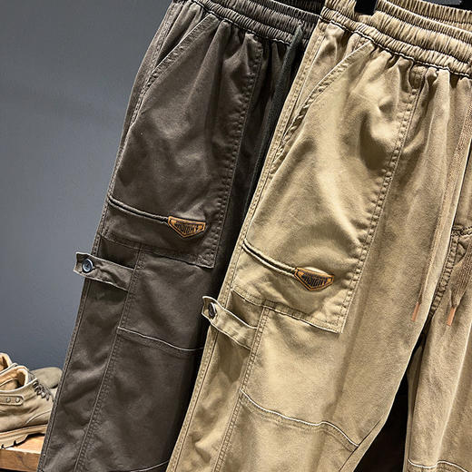 【纯棉】【DYG】大依优型大码男装抽绳松紧束脚运动休闲裤男潮牌多袋户外工装裤 商品图3