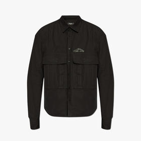 DSQUARED2 男士徽标贴花棉质长袖衬衫 黑色 S79DL0052 D35224 900