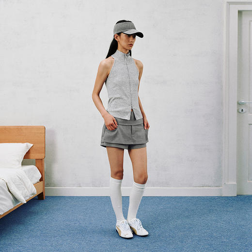 NUTH 多穿显瘦长袖针织披肩双头拉链背心两件套女 商品图2