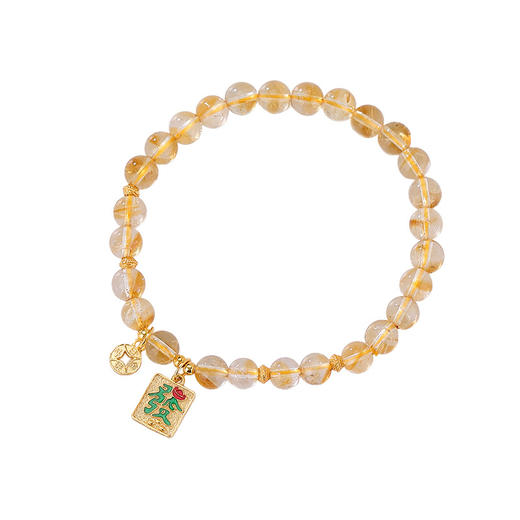 【招财有术】S925银镀金黄水晶钱币圆珠手链【CW-SL11739-9】 商品图4