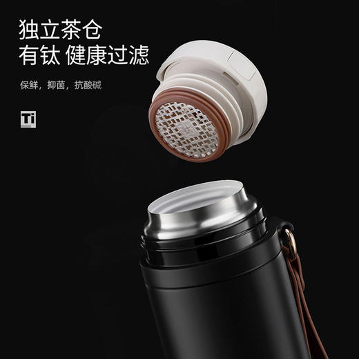 【大牌品质】陶瓷内胆保温杯304不锈钢茶水分离焖茶杯锤纹养生泡茶杯 商品图2