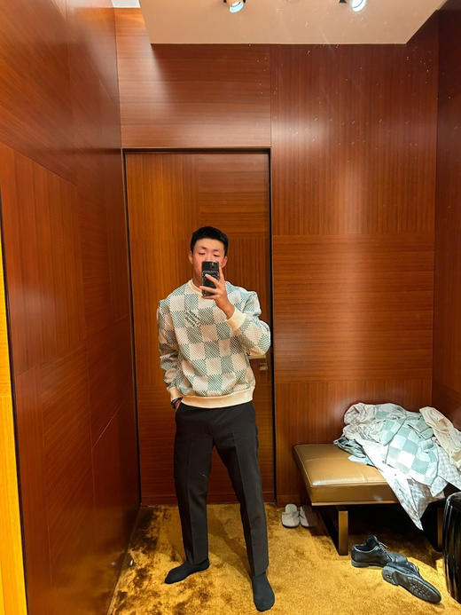 LOUIS VUITTON 绿棋盘格提花短袖t恤 商品图3