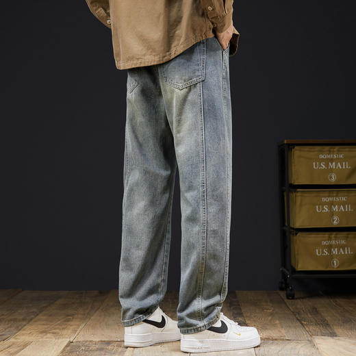 【DYG】大依优型大码百搭阔腿直筒牛仔裤男怀旧水洗复古牛仔裤男加肥加大码长裤子 商品图3