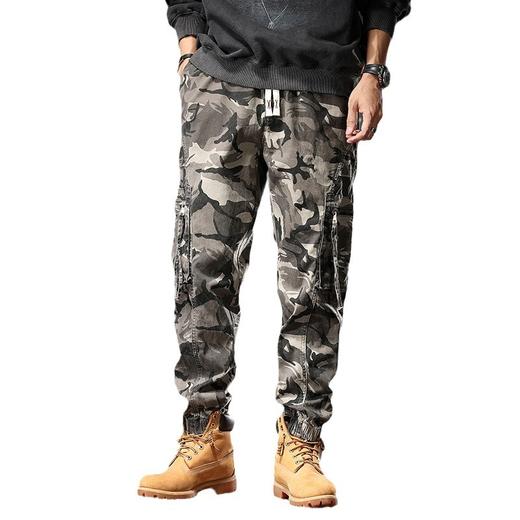 【DYG】大依优型大码潮牌抽绳松紧多袋工装裤男美式四季迷彩休闲裤男束脚运动休闲裤子 商品图4