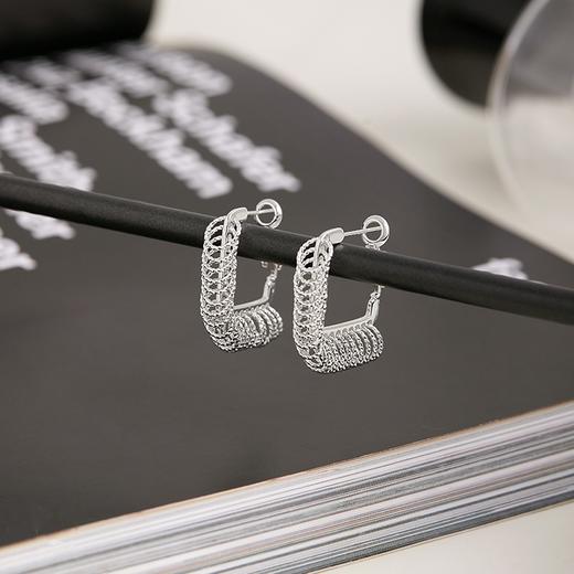 Oflye潮流饰品   欧美小众高级感小圆圈流苏耳环女气质菱形耳钉时尚个性耳圈耳饰品 商品图2