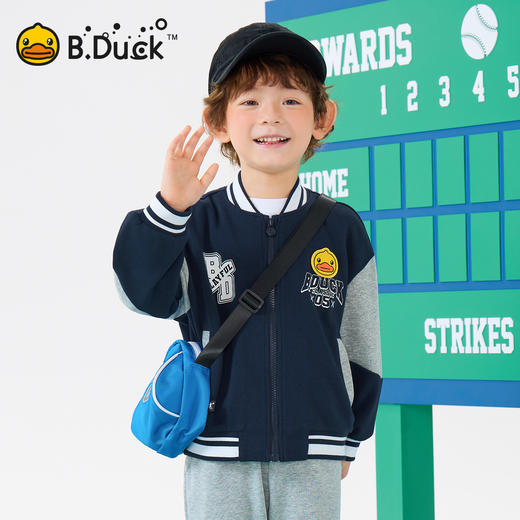 B.Duck小黄鸭童装儿童针织外套春春秋新款男童棒球服105-150 BF1607032 商品图0