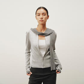 NUTH 披肩毛衣假两件上衣灰色针织衫女