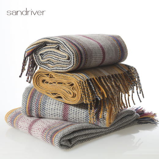 青海手工氆氇条纹流苏围巾SJF96P851N 商品图4