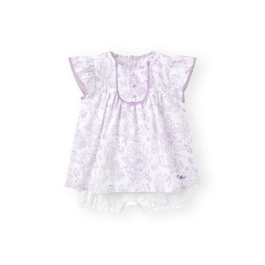 英氏婴儿衣服夏季轻薄透气假两件连体衣女宝可爱碎花衣裙2025新款 商品图4