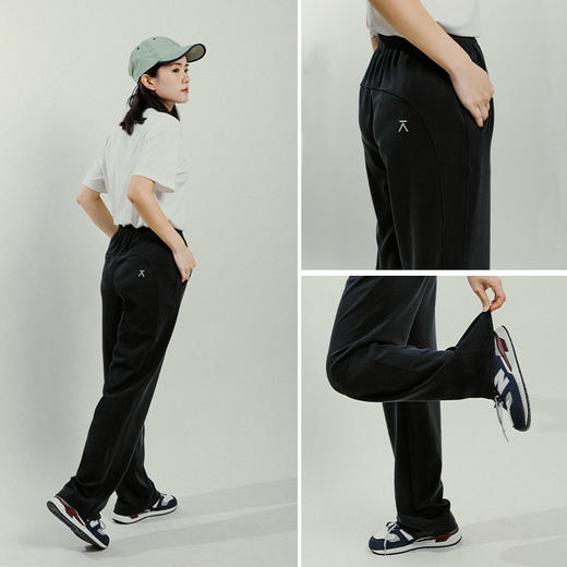 【十一降价福利】ACMEITEM 爱棵米 坑纹运动长裤25春季新款休闲宽松直筒弹力卫裤女 GAG2020929A 商品图3