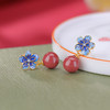 【梅有烦恼】S925银镀金帝王砂圆珠珐琅梅花耳钉【CW-ED03827】 商品缩略图2