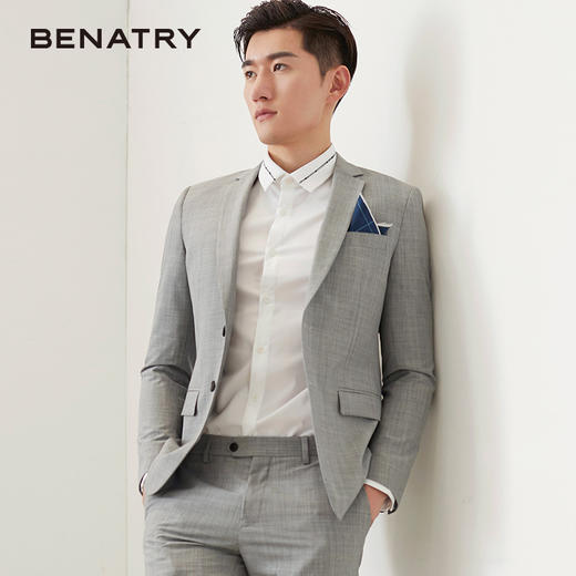 贝纳川细格纹男士通勤西服外套100025027118 商品图1