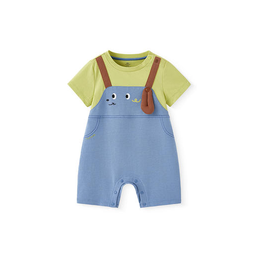 英氏婴儿衣服夏季轻薄透气假两件连体衣男宝月亮裆包屁衣2025新款 商品图4