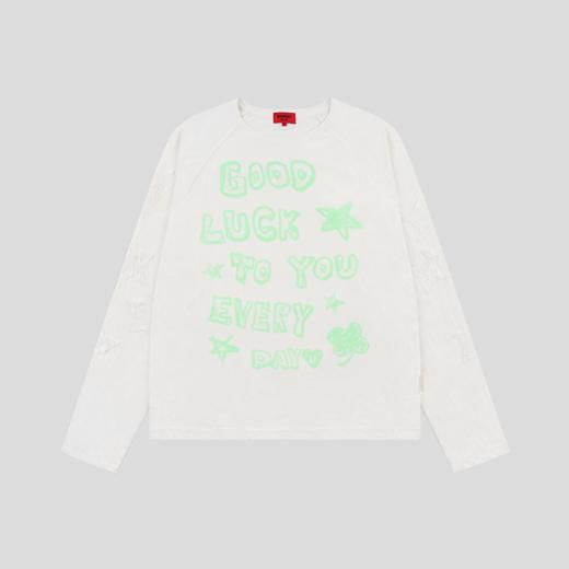 GOODBAI GOODEES撞色slogan蕾丝星星长袖T恤 商品图3