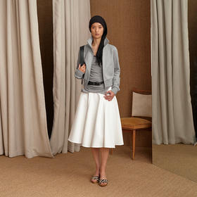 NUTH白色大廓形堆褶裙摆空气感a字蓬松半裙女