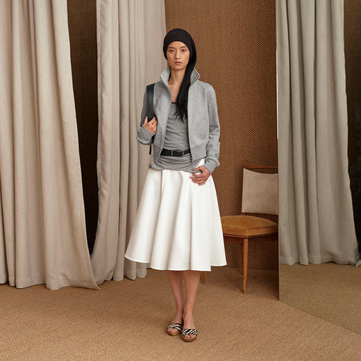 NUTH白色大廓形堆褶裙摆空气感a字蓬松半裙女 商品图0